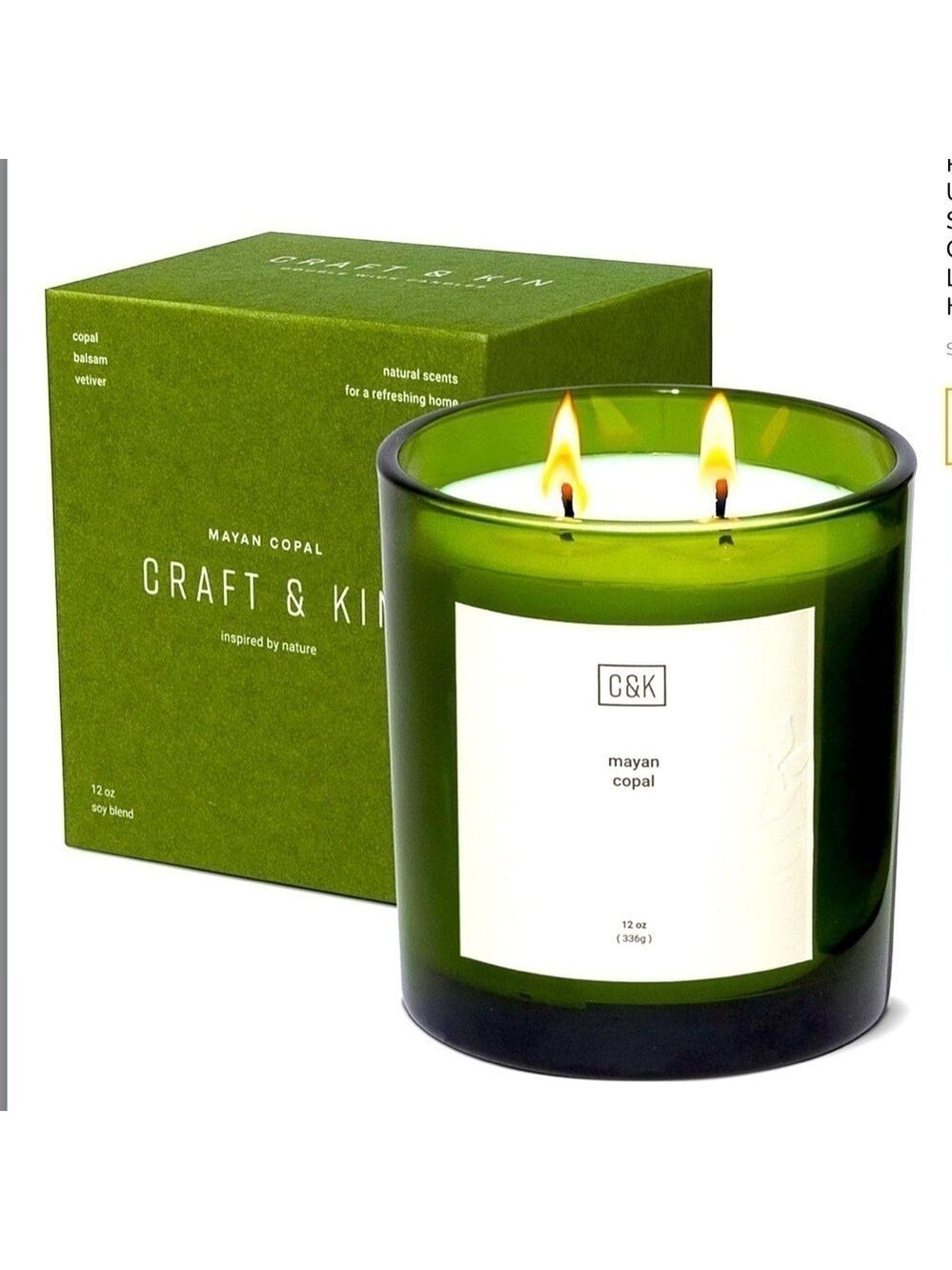 MAYAN COPAL Premium Soy Ultra Clean Burn Mayan Copal Scented Green Candle